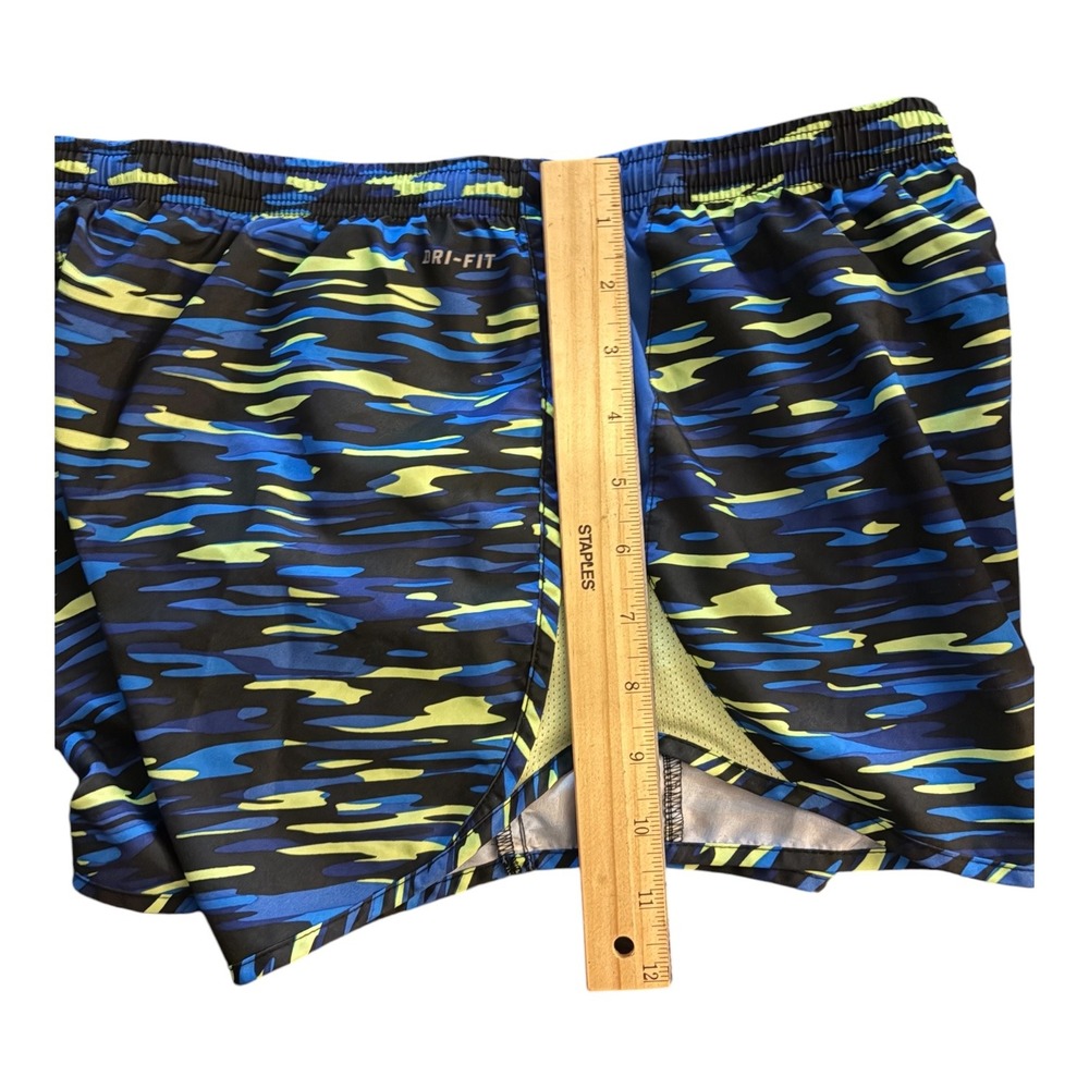 Nike Dri-FIT Women Running Shorts Blue Camo Print Mesh 749462-480 Size M - Picture 3 of 9